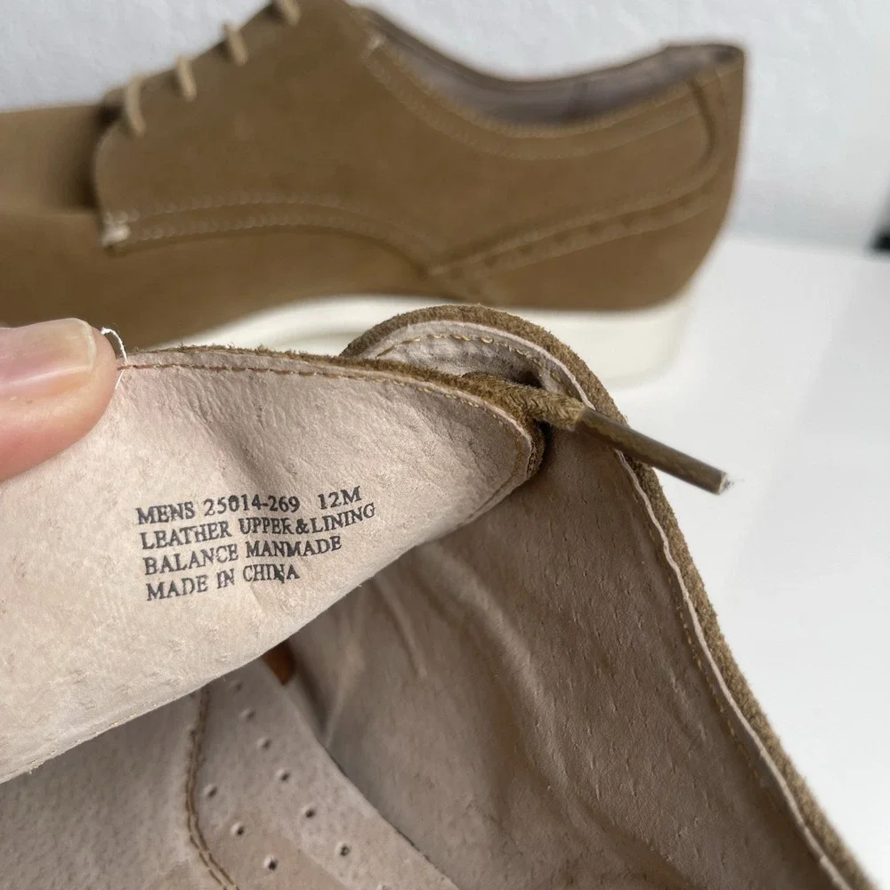 Stacey Adam's Sandstone Suede Leather Oxfords Men's 12M New W/O Tags
